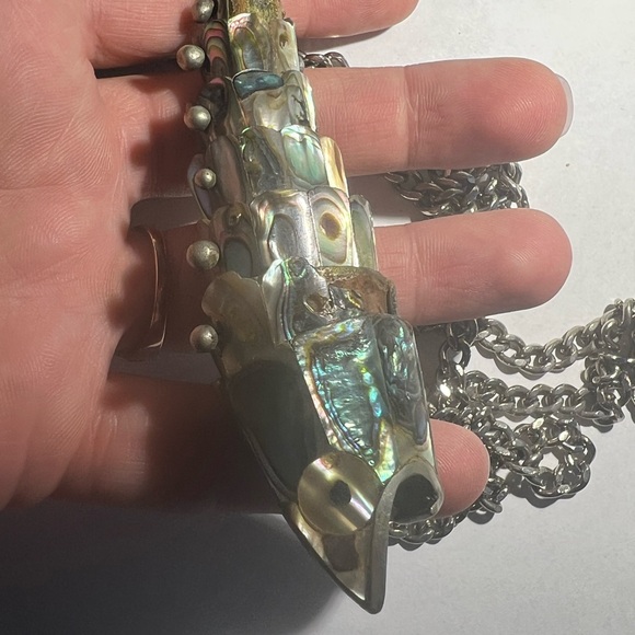 Vintage Abalone Articulated Fish Bottle Opener Mexican Silver - Picture 10 of 15